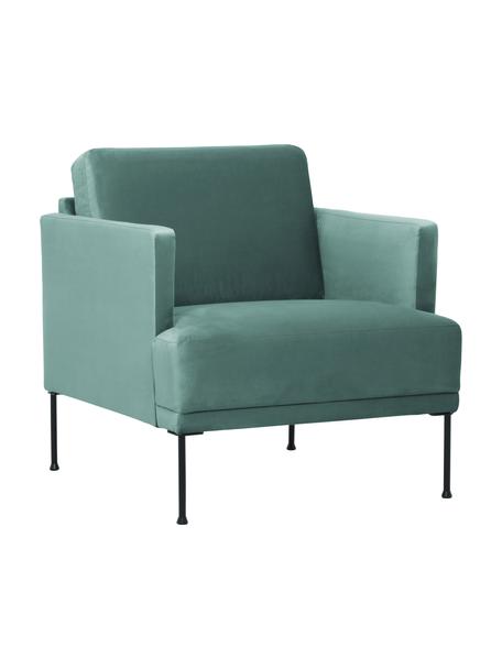 Samt-Sessel Fluente mit Metall-Beinen, Bezug: Samt (Hochwertiger Polyes, Gestell: Massives Kiefernholz, FSC, Beine: Metall, pulverbeschichtet, Samt Hellgrün, B 74 x T 85 cm