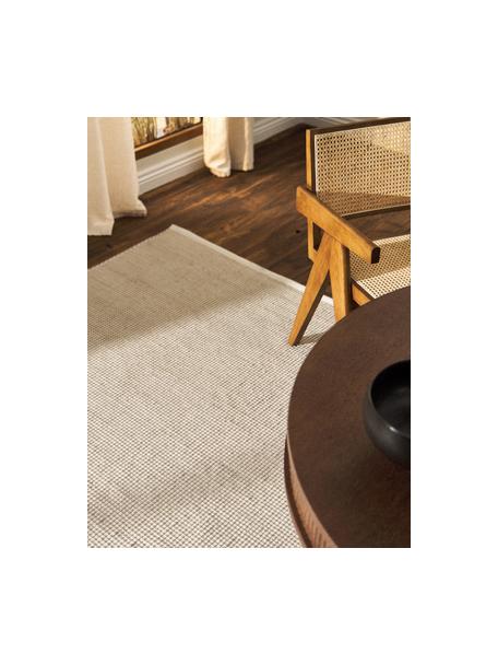 Alfombra artesanal de lana Amaro, Parte superior: 67% lana con certificado , Beige claro, blanco crema, An 80 x L 150 cm (Tamaño XS)