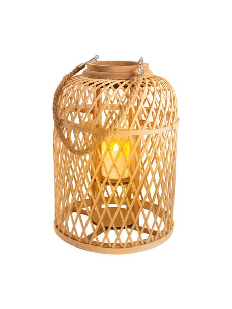 Solar LED kaars Korab met bamboehouten mand, Mand: bamboe, Bruin, Ø 27 cm