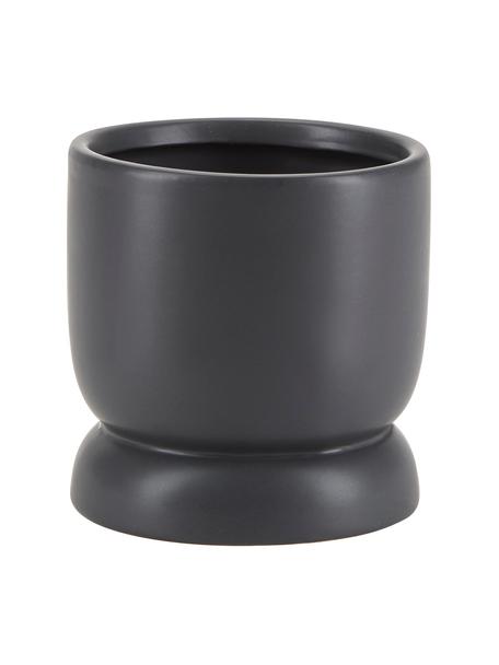Macetero pequeño de cerámica Bobble, Cerámica, Negro mate, Ø 11 x Al 11 cm