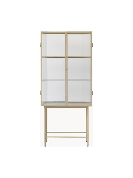 Vetrina con ante in vetro Haze, Struttura: acciaio verniciato a polv, Beige chiaro, trasparente, Larg. 70 x Alt. 155 cm