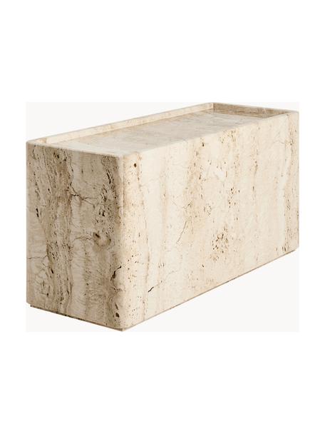 Travertin-Beistelltisch Pietra, Travertin, Travertin Hellbeige, B 80 x H 40 cm