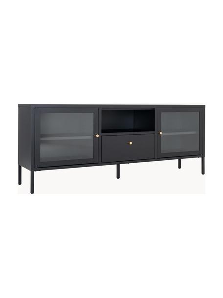 Tv-meubel Dalby met lades, Frame: gepoedercoat staal, Handvatten: gecoat metaal, Zwart, B 160 x H 60 cm