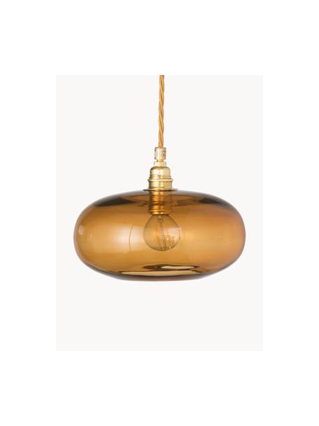 Lámpara de techo pequeña Horizon, Pantalla: vidrio tintado, Estructura: metal recubierto, Cable: cubierto en tela, Beige, dorado, Ø 21 x Al 14 cm