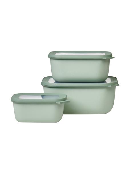 Set de recipientes con cajas Cirqula, 3 uds., Polipropileno (PP), Elastómeros Termoplásticos (TPE), sin BPA, Verde salvia, Set de diferentes tamaños