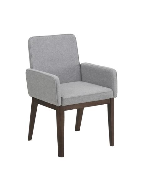 Gestoffeerde fauteuil Koga in grijs, Bekleding: 100% polyester De slijtva, Poten: essenhout, Frame: metaal, Geweven stof grijs, B 54 x H 86 cm