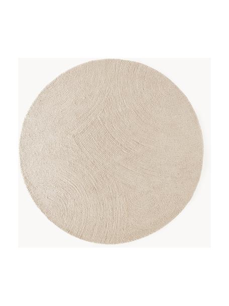 Kulatý ručně všívaný koberec s nízkým vlasem vyrobený z recyklovaných materiálů Eleni, Béžová, Ø 250 cm (velikost XL)