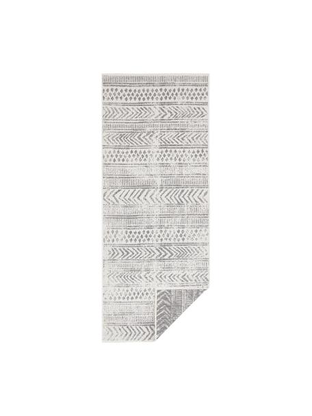 Tapis de couloir réversible intérieur-extérieur motif graphique Biri, Polypropylène, Gris, blanc crème, larg. 80 x long. 250 cm