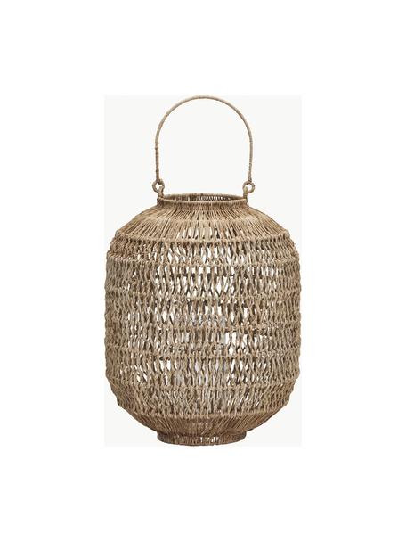 Handgefertigte Laterne Dive aus Jute, Gestell: Eisen, beschichtet, Beige, Ø 35 x H 43 cm