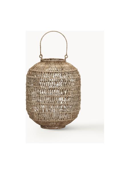 Handgefertigte Laterne Dive aus Jute, Gestell: Eisen, beschichtet, Beige, Ø 35 x H 43 cm