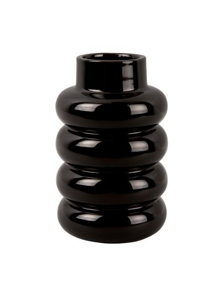 Vase céramique émaillée noire Bobbly, Céramique, Noir, Ø 15 x haut. 24 cm
