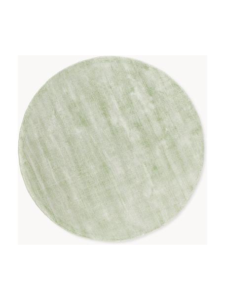 Tappeto rotondo in viscosa fatto a mano Jane, Retro: 100% cotone, Verde salvia, Ø 115 cm (taglia S)