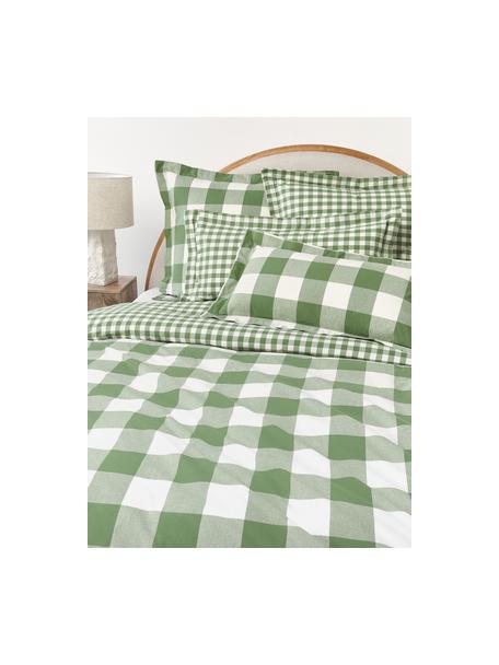 Karierter Baumwoll-Bettdeckenbezug Nels, Webart: Renforcé Fadendichte 144 , Grüntöne, Weiß, B 135 x L 200 cm