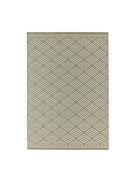Alfombra estampada de interior/exterior Milano, Parte superior: 70% polipropileno recicla, Verde oliva, blanco, An 80 x L 150 cm (Tamaño XS)