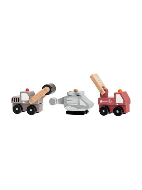 Spielzeugauto-Set Bruno, 3-tlg., Mitteldichte Holzfaserplatte (MDF), Schichtholz, Metall, Bunt, Set mit verschiedenen Größen