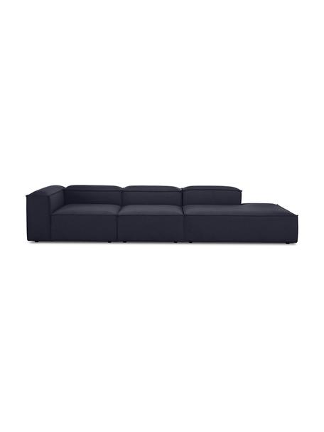 Diván modular grande Lennon, Tapizado: 100% poliéster Alta resis, Estructura: madera de pino maciza, ma, Patas: plástico, Tejido azul oscuro, An 357 x F 119 cm, respaldo derecho