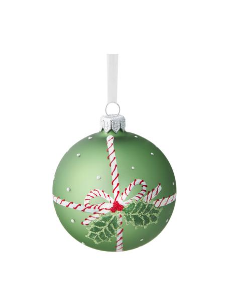 Mondgeblazen kerstballenset Mistel Ø 8 cm, 6-delig, Glas, Rood, groen, wit, Ø 8 cm