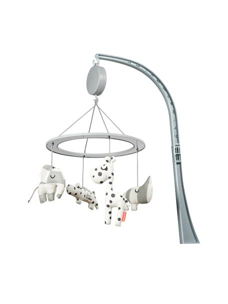 Musik-Mobile Sleepy, Bezug: 100% Baumwolle, Halterung: Metall, Kunststoff (ABS, , Grau, B 34 x L 39 cm