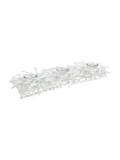 Komplet świeczników na podgrzewacze Recto, 4 elem., Transparentny, biały, S 70 x W 10 cm