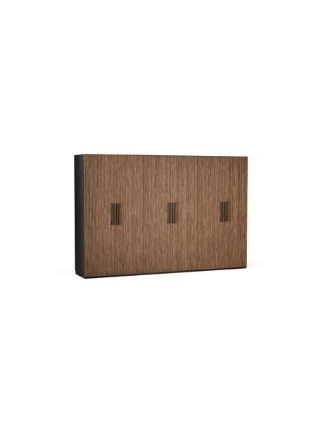Armario modular Simone, 6 puertas (300 cm), diferentes variantes, Estructura: aglomerado con certificad, Aspecto madera de nogal, negro, Interior Basic (Al 200 cm)