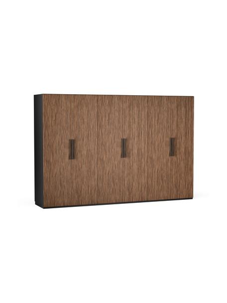 Modularer Drehtürenschrank Simone, 300 cm Breite, mehrere Varianten, Korpus: Spanplatte, FSC-zertifizi, Walnussholz-Optik, Schwarz, Basic Interior, B 300 x H 200 cm