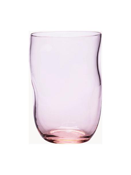 Ręcznie wykonana szklanka Squeeze, 6 szt., Szkło, Blady różowy, Ø 7 x W 10 cm, 250 ml