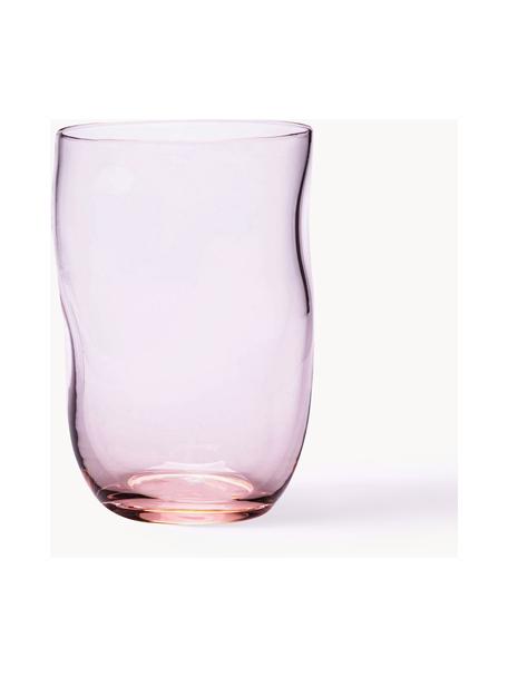 Handgemaakte waterglazen Squeeze in organische vorm, 6 stuks, Glas, Roze, Ø 7 x H 10 cm, 250 ml