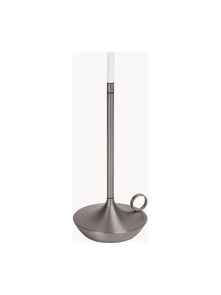Lámpara de mesa pequeña LED regulable Wick, portátil y táctil, Pantalla: plástico, Gris grafito, Ø 12 x Al 26 cm