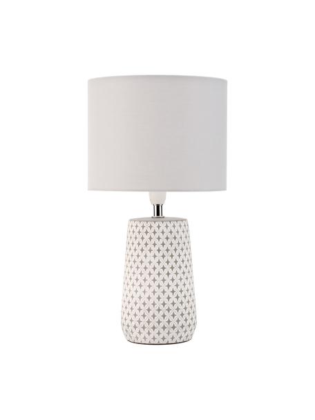 Tischlampe Pretty Purity in Grau/Weiß, Lampenschirm: Stoff, Lampenfuß: Beton, Weiß, Grau, Ø 21 x H 37 cm