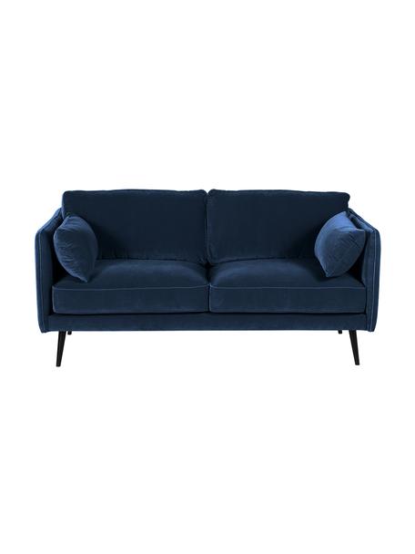 Samt-Sofa Paola (2-Sitzer) in Blau mit Holz-Füßen, Bezug: Samt (Polyester) 70.000 S, Gestell: Massives Fichtenholz, Spa, Füße: Fichtenholz, lackiert, Samt Blau, B 179 x T 95 cm