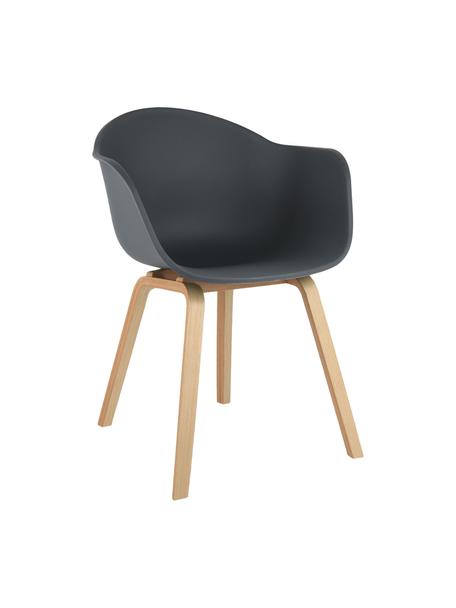 Židle s područkami s dřevěnými nohami Claire, Antracitová, Š 60 cm, H 54 cm
