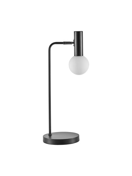Lámpara de escritorio grande Wilson, Pantalla: vidrio, Cable: cubierto en tela, Negro, An 22 x Al 54 cm