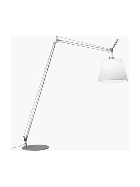 Grote verstelbare leeslamp Tolomeo Maxi, Lampenkap: stof, PVC, Wit, zilverkleurig, H 251 cm