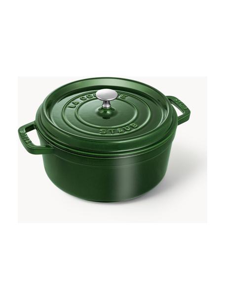 Cocotte ronde en fonte La Cocotte, Fonte, émaillée, Vert foncé, argenté, Ø 24 x haut. 15 cm, 3,8 L