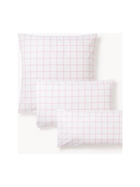 Karierter Baumwoll-Wendekopfkissenbezug Enna, Webart: Renforcé Fadendichte 144 , Weiss, Rosa, B 50 x L 70 cm