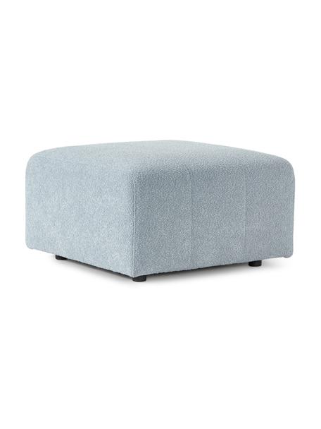 Poggiapiedi da divano in bouclé Lena, Rivestimento: bouclé (93% poliestere, 6, Rivestimento: cuscino in schiuma con an, Struttura: legno di pino, compensato, Piedini: plastica, Bouclé azzurro, Larg. 76 x Prof. 76 cm