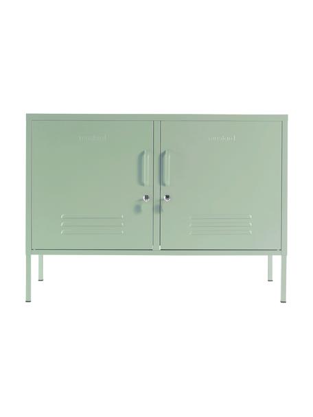 Kovová komoda s dvierkami Mustard, Oceľ s práškovým náterom, Šalviovozelená, Š 100 x V 72 cm