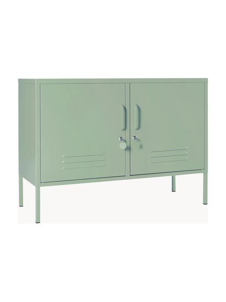 Credenza in metallo Lowdown, Acciaio verniciato a polvere, Verde salvia, Larg. 100 x Alt. 72 cm