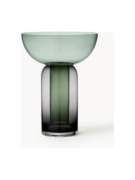 Vase en verre Torus, haut. 33 cm, Verre, Vert foncé, gris foncé transparent, Ø 24 cm