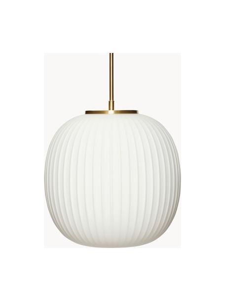Lámpara de techo artesanal Serene, tamaños diferentes, Pantalla: vidrio, Cable: cubierto en tela, Blanco, dorado, Ø 32 x Al 30 cm
