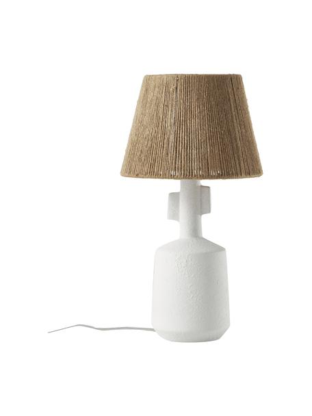 Keramische tafellamp Alicia, Lampenkap: linnen, Lampvoet: keramiek, Bruin, wit, Ø 26 x H 49 cm
