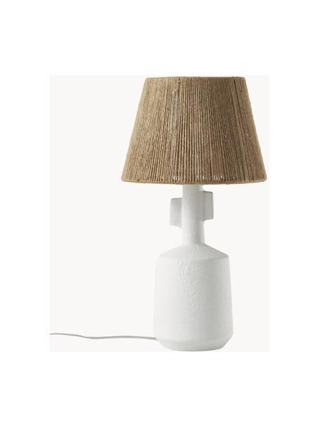 Keramische tafellamp Alicia, Lampenkap: linnen, Lampvoet: keramiek, Bruin, wit, Ø 26 x H 49 cm