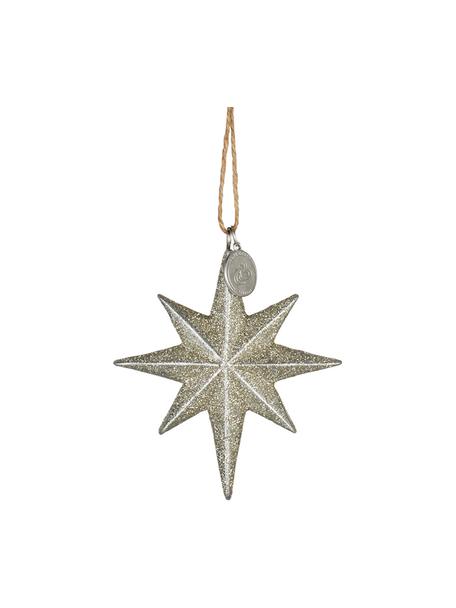 Ręcznie wykonana ozdoba choinkowa Serafina Star, 2 szt., Odcienie złotego, S 7 x W 8 cm