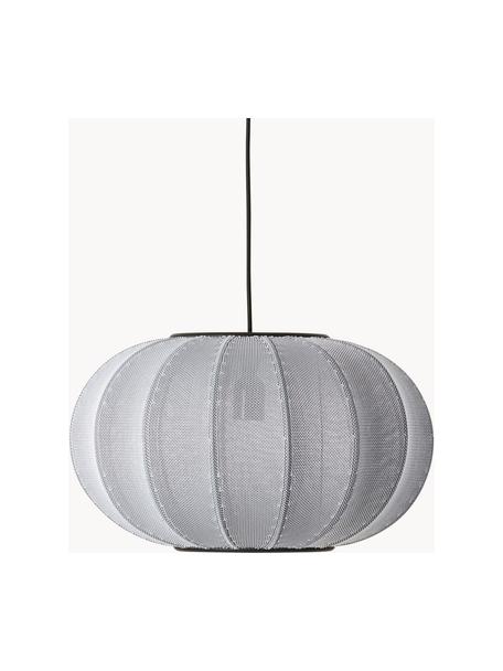 Hanglamp Knit-Wit, Lampenkap: kunstvezel, Decoratie: gecoat metaal, Lichtgrijs, Ø 45 x H 26 cm