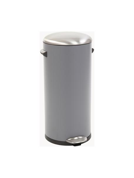 Abfalleimer Belle Deluxe mit Pedal-Funktion, 30 L, Behälter: Stahl, beschichtet, Grau, Silberfarben, Ø 29 x H 69 cm, 30 L