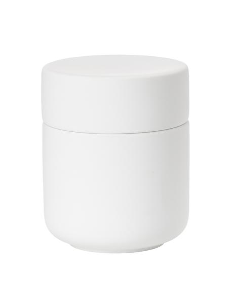 Boîte de rangement grès blanc Ume, Grès cérame recouvert d'une surface douce au toucher (plastique), Blanc, Ø 8 x haut. 10 cm