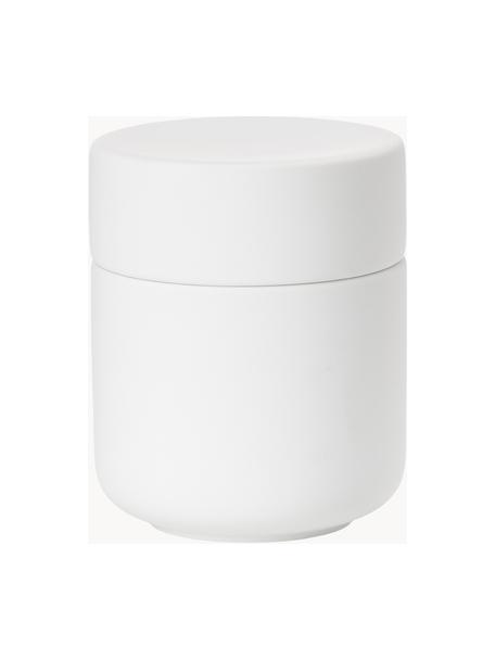 Boîte de rangement en grès cérame Ume, Grès cérame recouvert d'une surface douce au toucher (plastique), Blanc, Ø 8 x haut. 10 cm