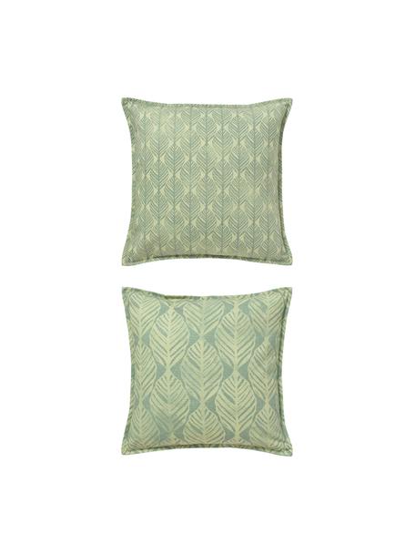 Housses de coussin avec motif graphique Armanda, lot de 2, 80 % polyester, 20 % coton, Tons verts, larg. 45 x long. 45 cm