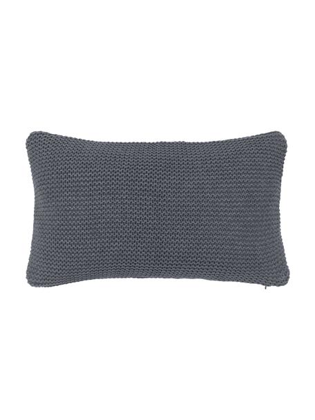 Strick-Kissenhülle Adalyn aus Bio-Baumwolle, 100% Bio-Baumwolle, GOTS-zertifiziert, Dunkelgrau, B 30 x L 50 cm