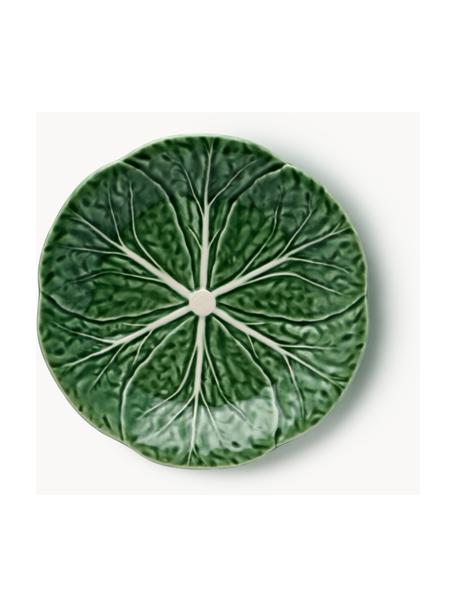 Platos postre artesanales Cabbage, 2 uds., Cerámica de gres, Verde oscuro, Ø 19 cm